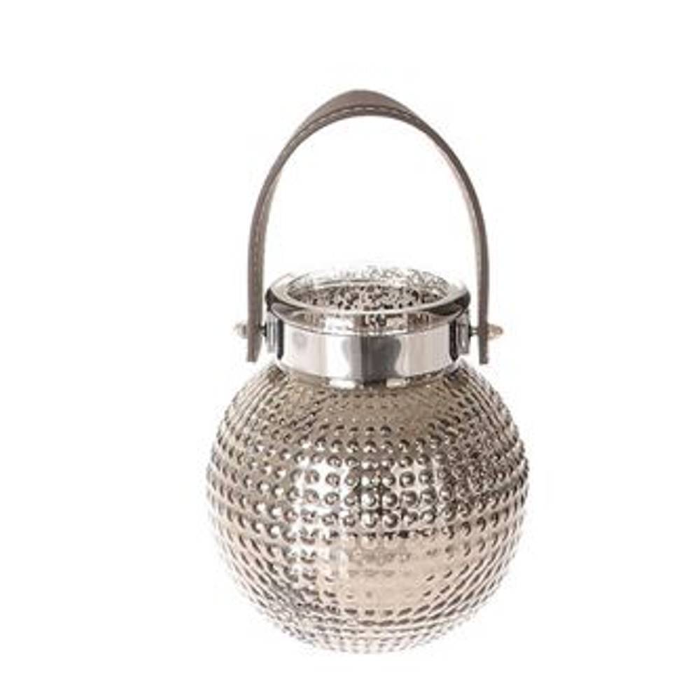 Glas Teelicht Bubble grau D12cm H12.5cm