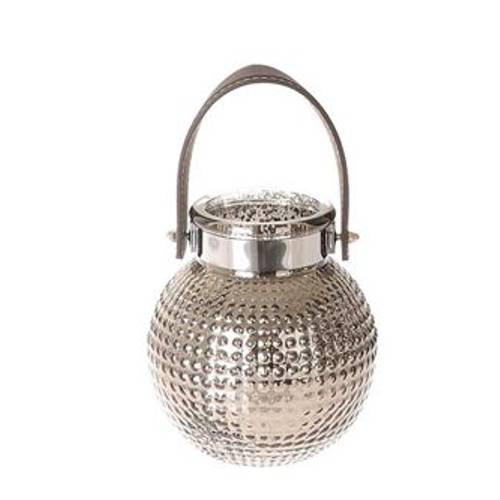 Glas Teelicht Bubble grau D12cm H12.5cm