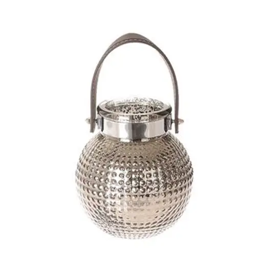 Glas Teelicht Bubble grau D12cm H12.5cm