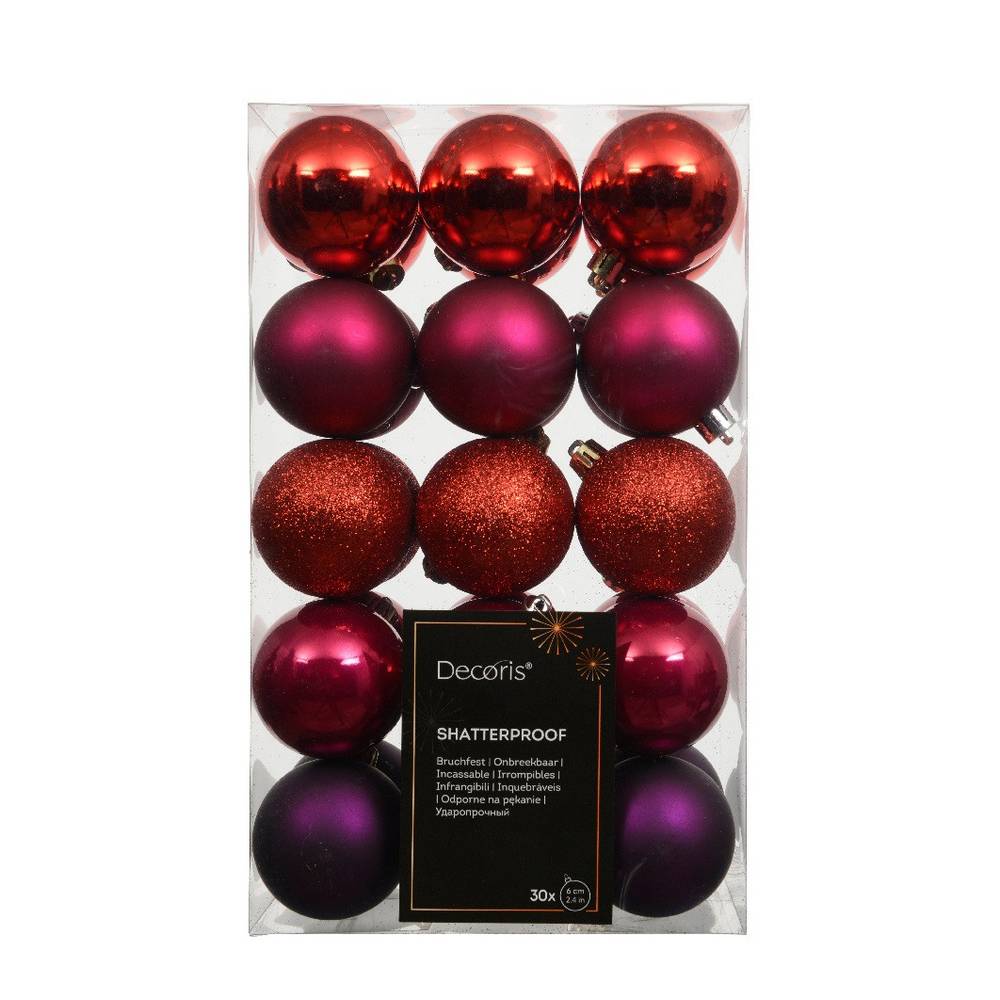 Kugel Plastik rot/rosa mix D06cm x30
