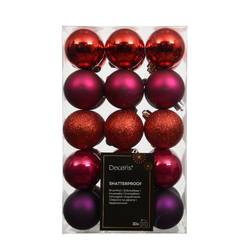 Kugel Plastik rot/rosa mix D06cm x30