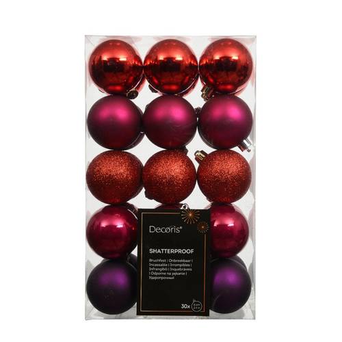 Kugel Plastik rot/rosa mix D06cm x30
