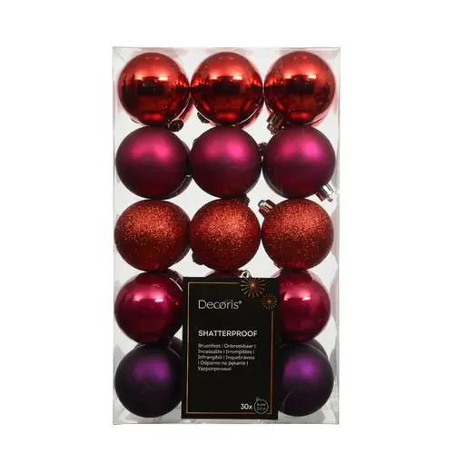 Kugel Plastik rot/rosa mix D06cm x30