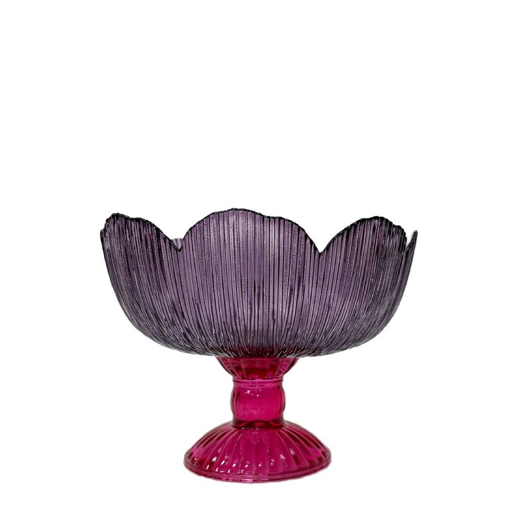 Glas Teelicht Fiore violett D17cm H13cm