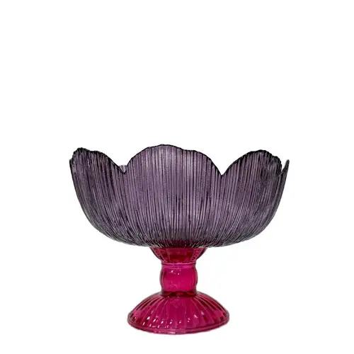 Glas Teelicht Fiore violett D17cm H13cm