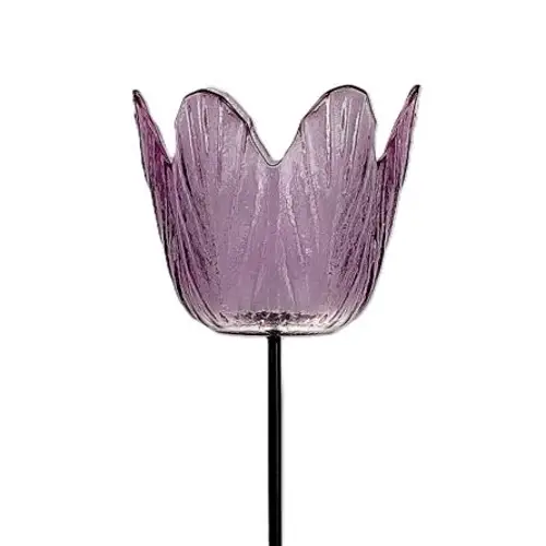 Teelicht Tulpe auf Stab lila D08.5cm H47.5cm