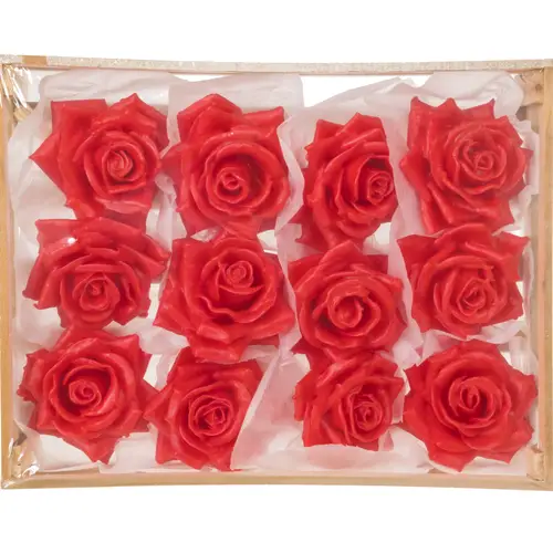 Seiden Wachs Rose im Kiste rot D10-12cm