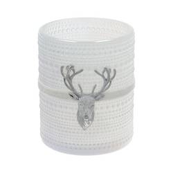 Glas Teelicht Rentier gefrostet D10cm H12.5cm