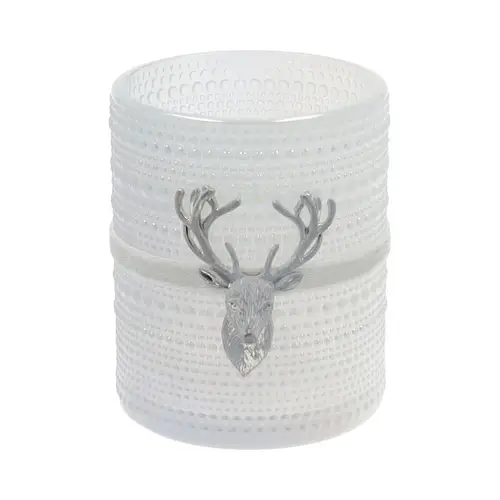 Glas Teelicht Rentier gefrostet D10cm H12.5cm
