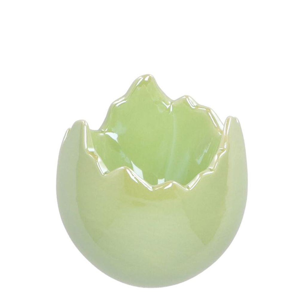 Keramik Übertopf Ei perle grün D10cm H10cm