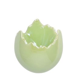 Keramik Übertopf Ei perle grün D10cm H10cm