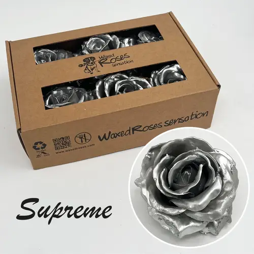 Seiden Wachs Rose Supreme silber