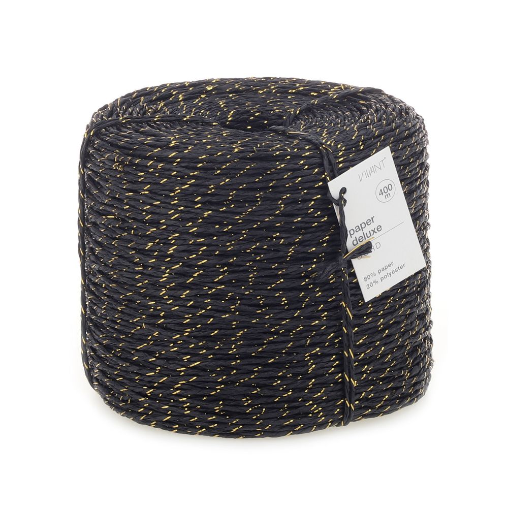 Band Papier deluxe schwarz gold 1mm 40m