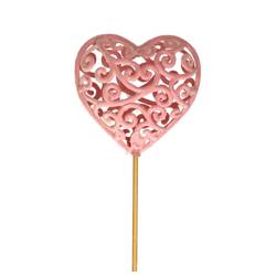 Herz auf Stab Deko Filz rosa 7cm L50cm