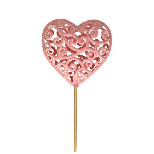 Herz auf Stab Deko Filz rosa 7cm L50cm