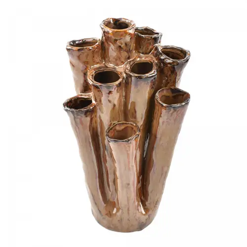 Keramik Vase Tubular braun 17x18x33cm