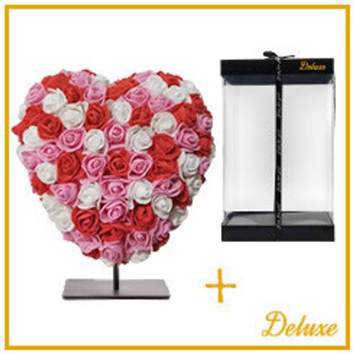 Foam Herz Rosen rosa/weiss +Standard 15cm