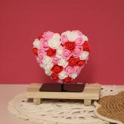 Foam Herz Rosen rosa/weiss +Standard 15cm
