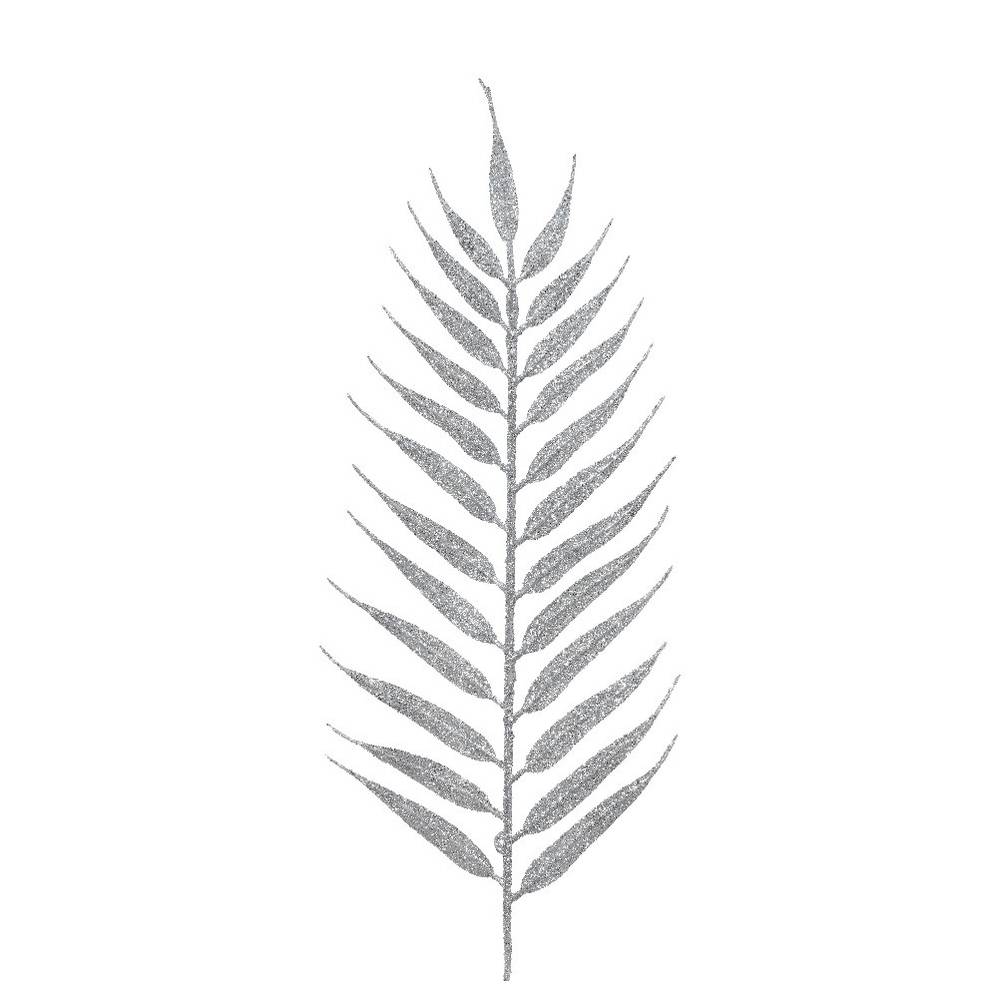 Seiden Blatt Glitzer silber L42cm X4