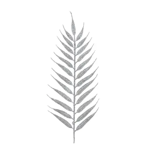 Seiden Blatt Glitzer silber L42cm X4