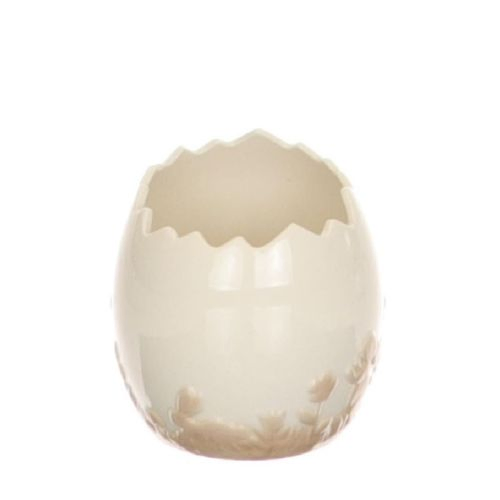 Keramik Übertopf Ei Hase weiss D09.5cm H11cm