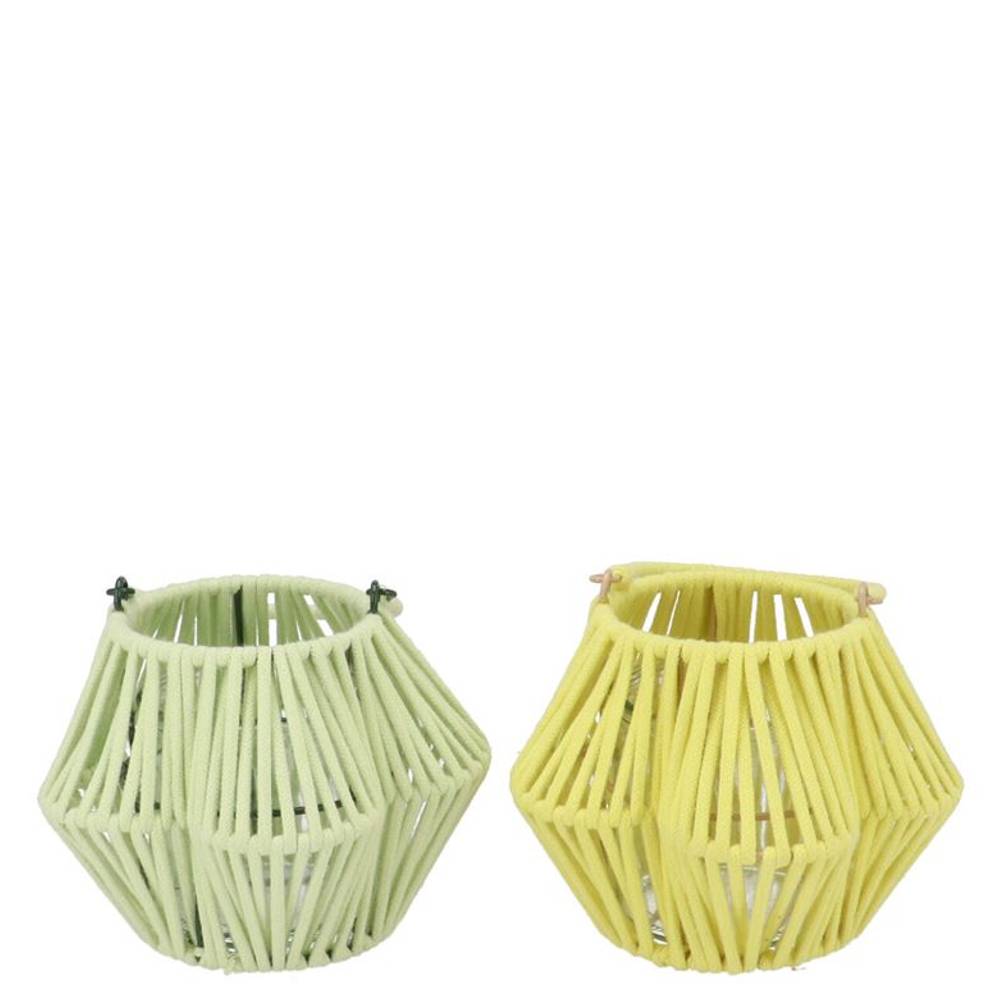 Laterne Cruz Blume mix gelb/grün 10x16x11cm