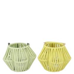 Laterne Cruz Blume mix gelb/grün 10x16x11cm