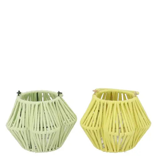 Laterne Cruz Blume mix gelb/grün 10x16x11cm