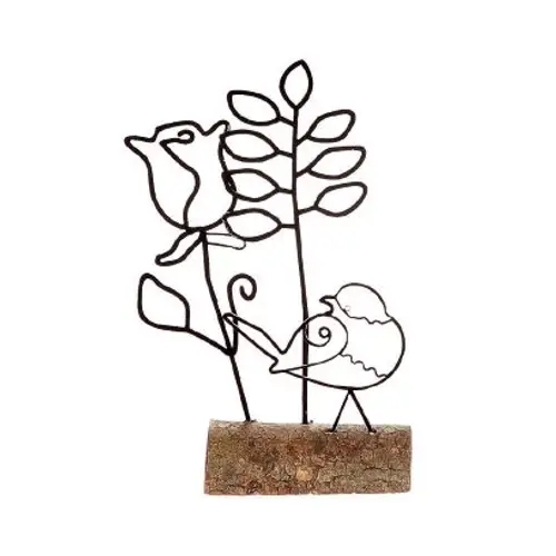 Vogel Szene Garten schwarz D13cm H18.5cm