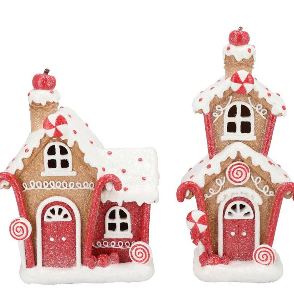 Lebkuchenhaus rot 2/Set 17×10×25cm