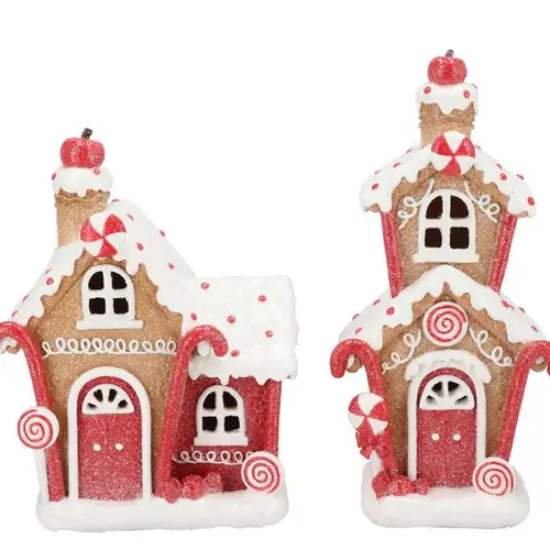 Lebkuchenhaus rot 2/Set 17×10×25cm