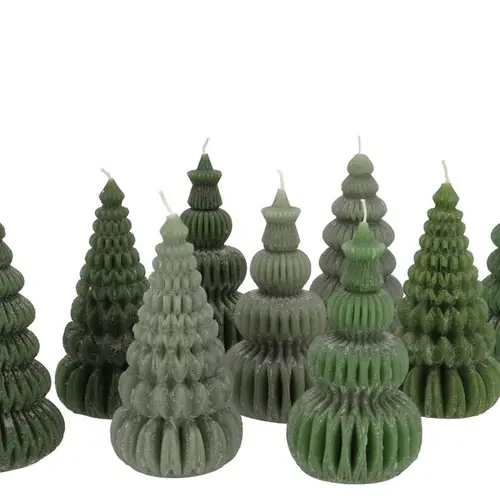 Kerze Pagoda Baum mix grün 07x14cm