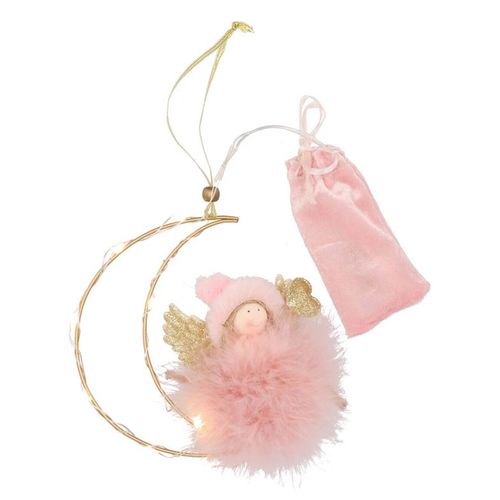 Deko Engel hängend fluffy rosa 14x4x18cm