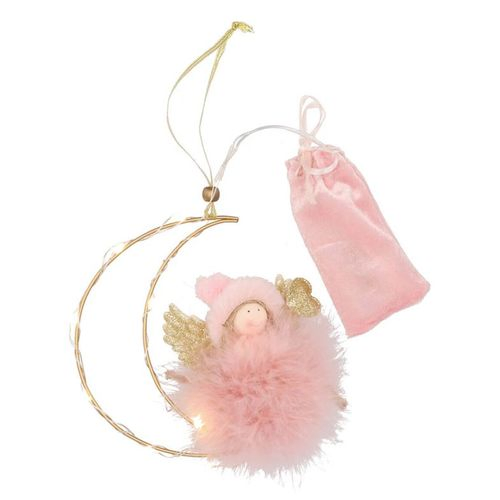 Deko Engel hängend fluffy rosa 14x4x18cm