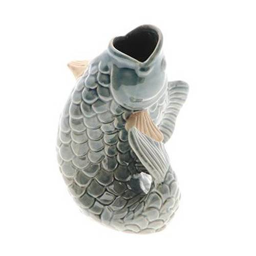 Keramik Vase Fisch blau D13cm H17.5cm