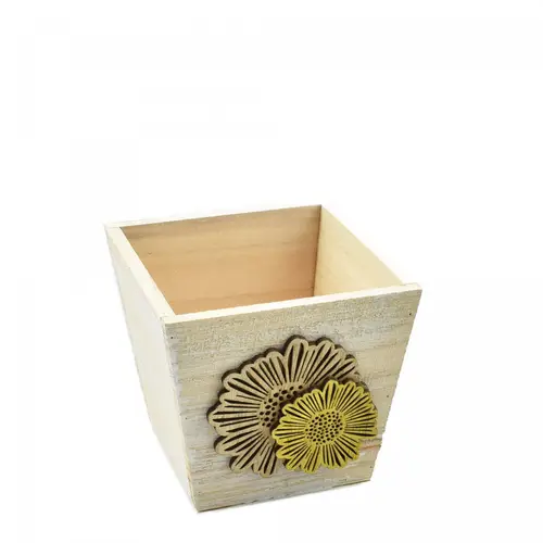 Holz Übertopf Dona gelb D11cm H10cm