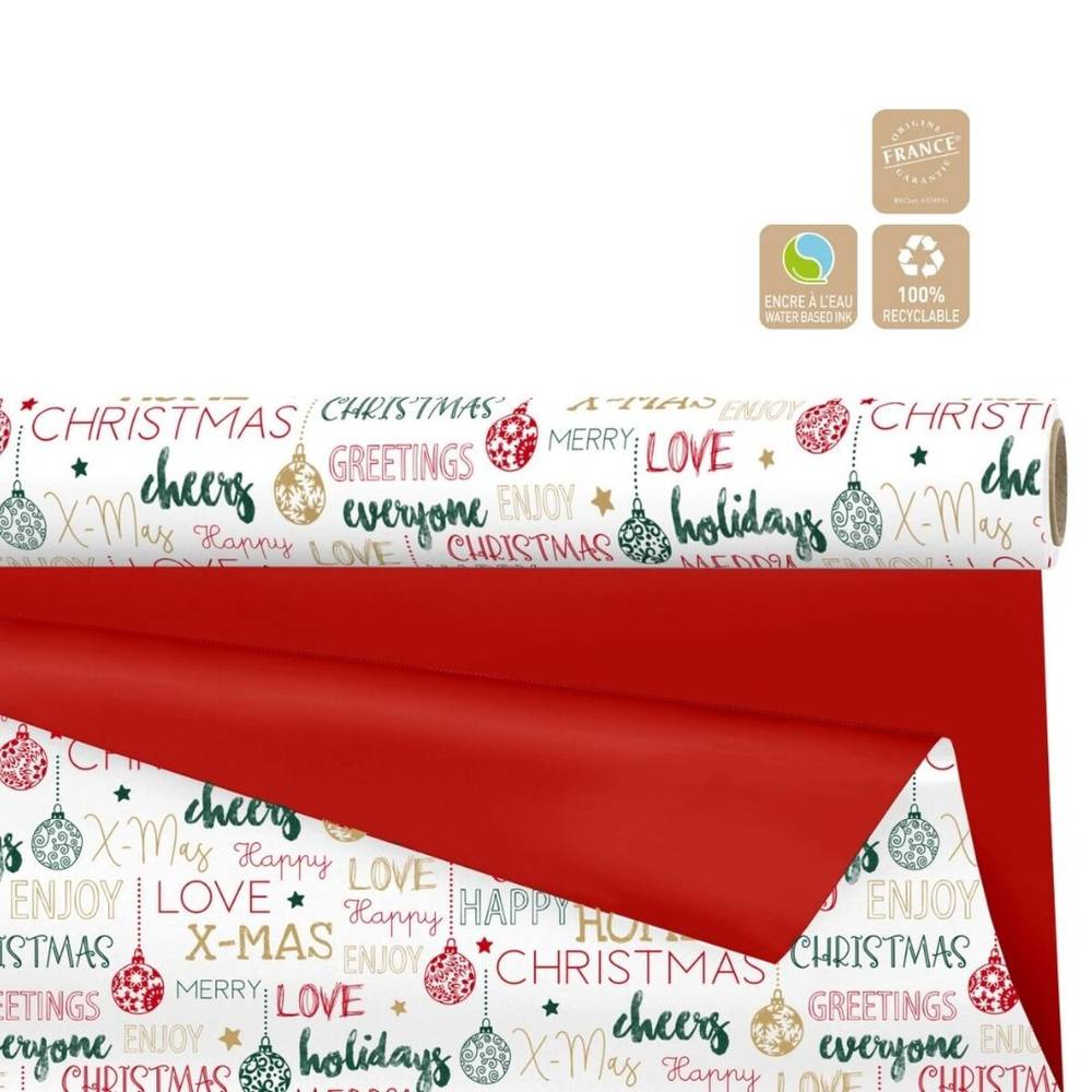 Papier Rolle 70cm 40m Duo Mat Christmas Message rot