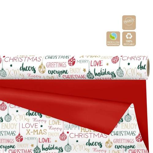 Papier Rolle 70cm 40m Duo Mat Christmas Message rot