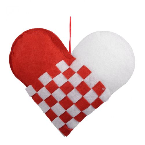 Hänger Herz Stoff rot/weiss D30cm