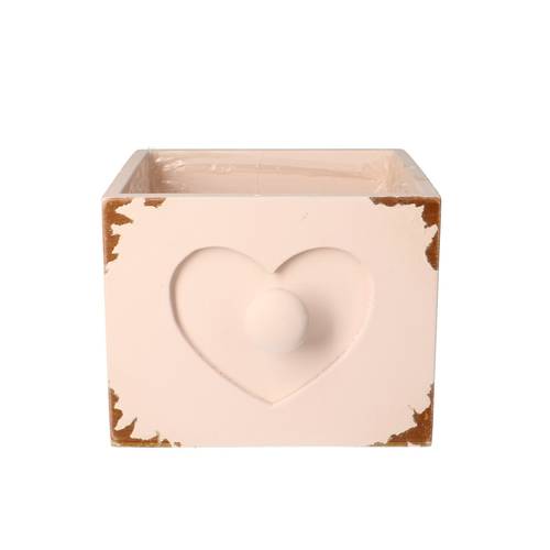 Holz/Herz Schublade rosa D14cm H11cm