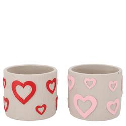 Keramik Übertopf Juul mix rosa/rot 11x11x09cm