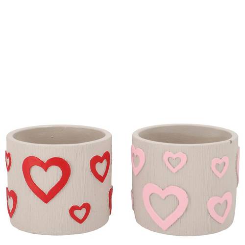 Keramik Übertopf Juul mix rosa/rot 11x11x09cm