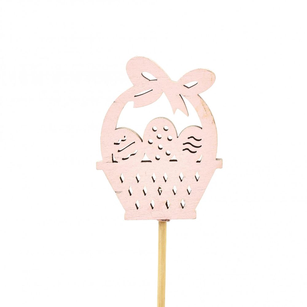 Korb Ei/Stab rosa 7cm l20cm