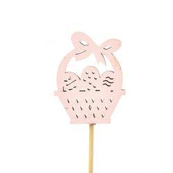 Korb Ei/Stab rosa 7cm l20cm