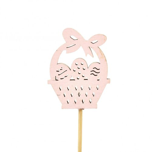Korb Ei/Stab rosa 7cm l20cm