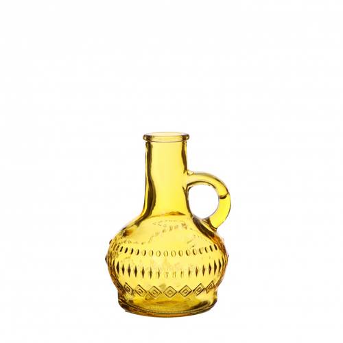 Glas Flasche Lille gelb D07cm H10cm