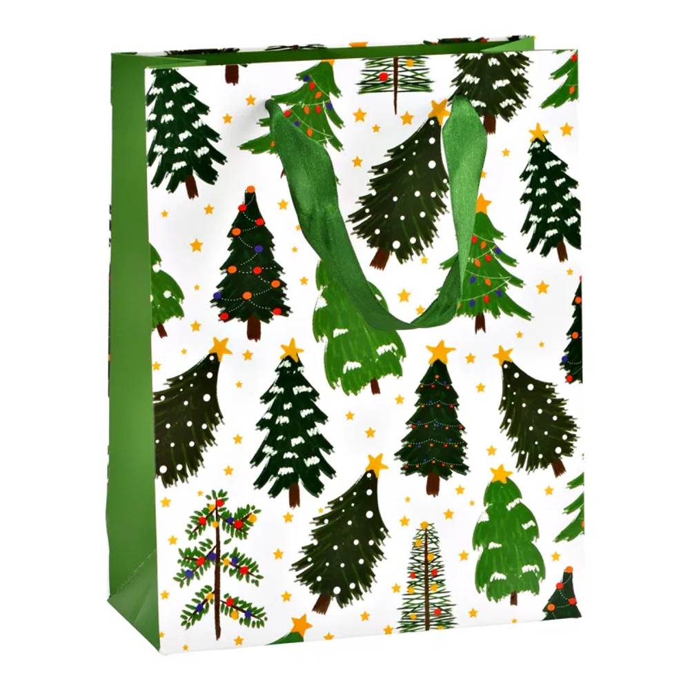 Geschenktüte 3D Tannenbaum aus Papier grün 18x23x08cm