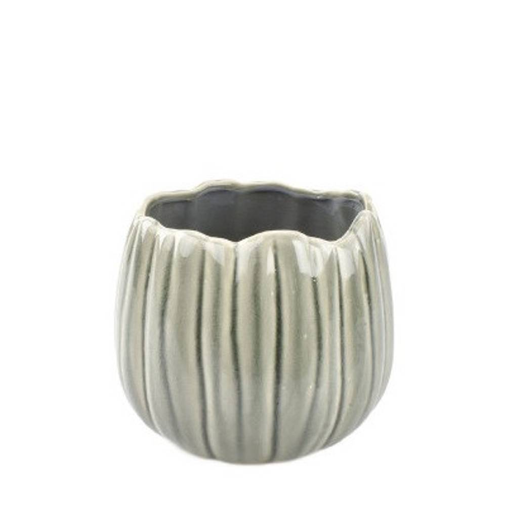 Keramik Übertopf Bulb grau D15cm H13cm