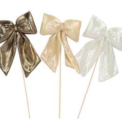 Schleife auf Stab Cozy Shine mix creme L36cm