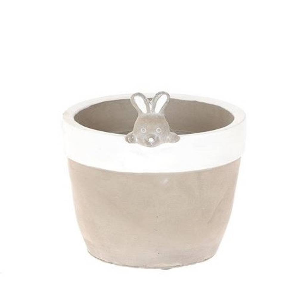 Keramik Übertopf Kaninchen weiss D11cm H12cm